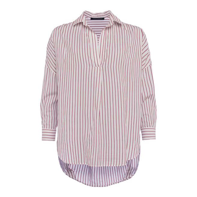 French Connection White/Red Bega Stripe Shirt