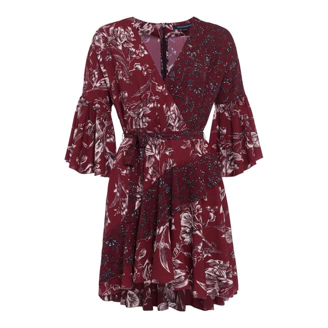French Connection Deep Red Ellette Crepe Dress
