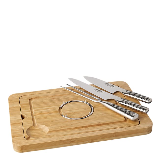 Global 3 Piece Knife Set with Cutting Board & Appertier Spoons