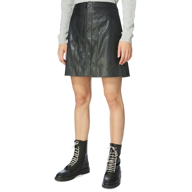 Karen Millen Black Faux Snake Leather Skirt