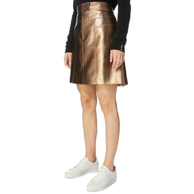 Karen Millen Bronze Mini Faux Leather Skirt 