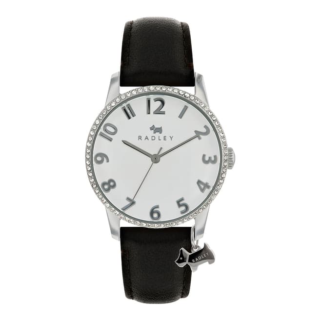 Radley Black Silver Crystal Leather Watch