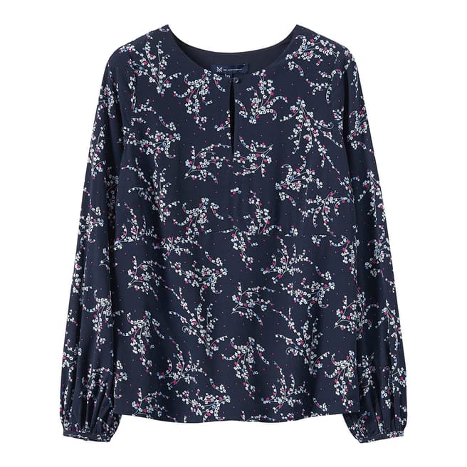 Crew Clothing Navy Ditsy Cotton Top