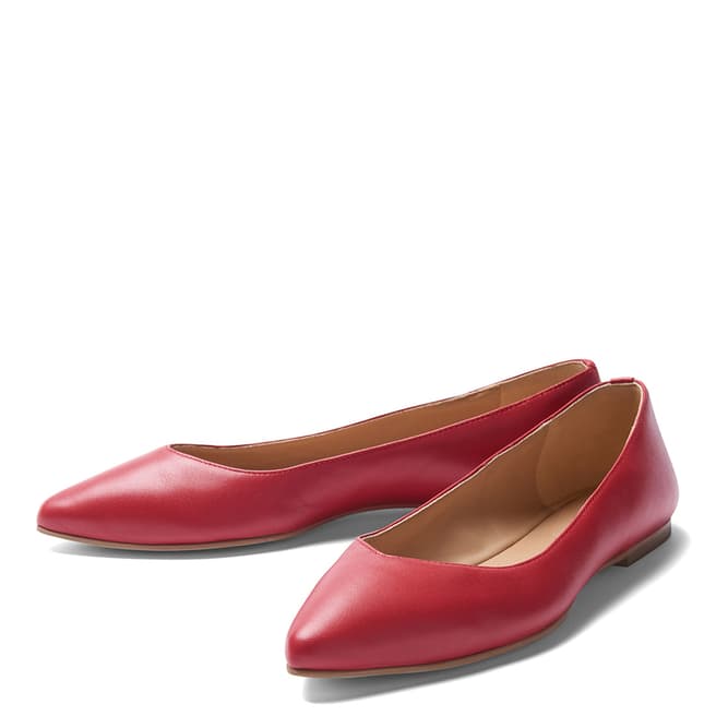 Crew Clothing Red Pointed Leather Ballet Pump 