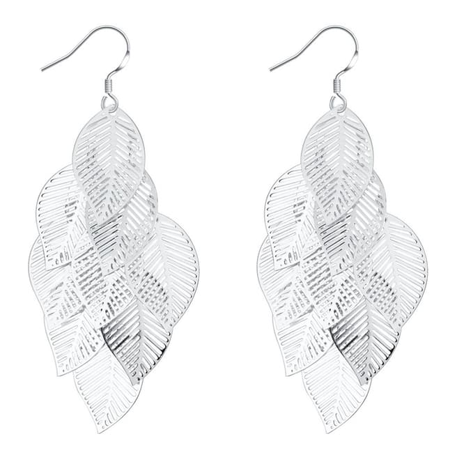 Ma Petite Amie White Feathering Hanging Earrings