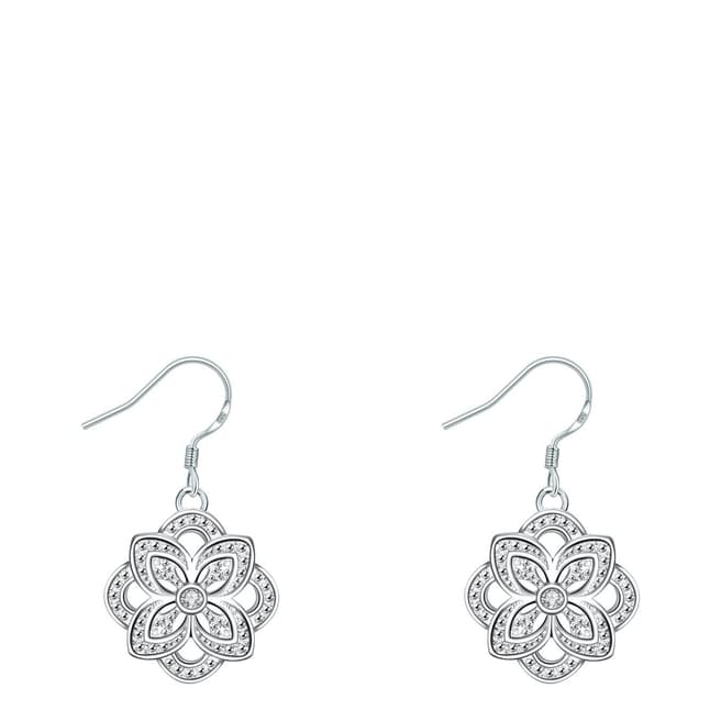 Ma Petite Amie Silver Plated Swarovski Elements Flower Earrings
