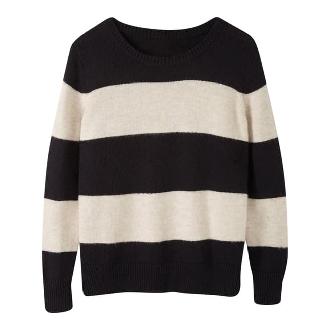 Pure Collection Black/White Brushed Stripe Boyfriend Sweater
