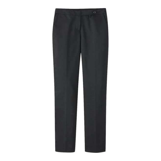 Pure Collection Black Cotton Stretch Sateen Ankle Trousers