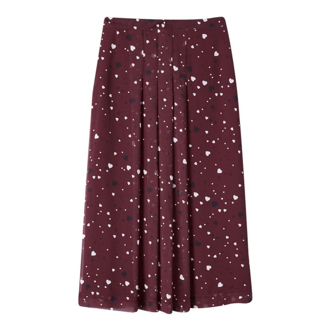 Pure Collection Burgundy/White Soft Pleat Skirt