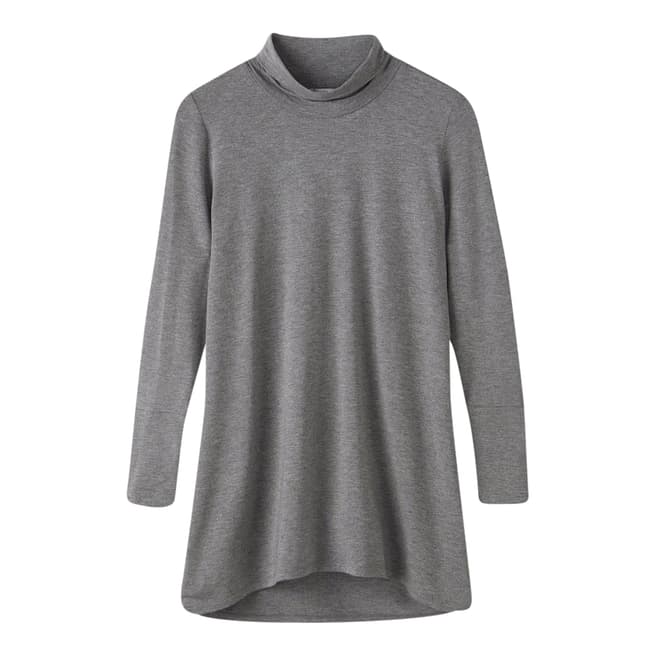 Pure Collection Grey Soft Longline Roll Neck Top