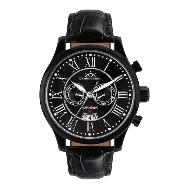 Hindenberg Men's Black Open Date Leather Watch