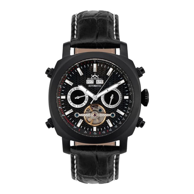 Hindenberg Men's Black Skyray Leather Watch