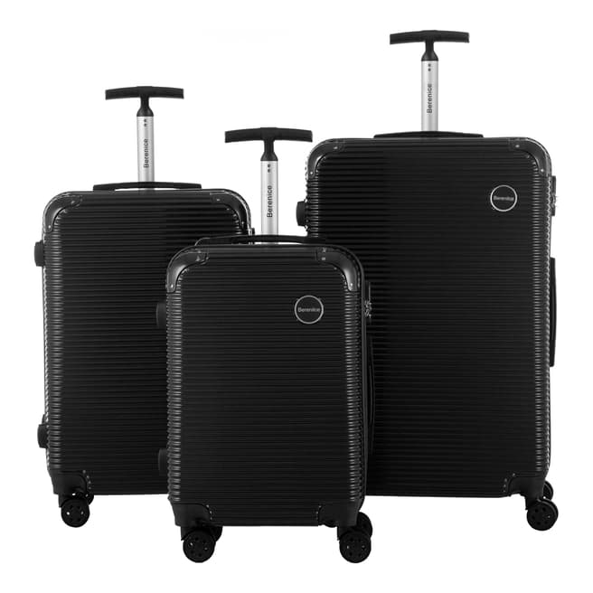 Berenice Luggage Black Horus Set of 3 Suitcases