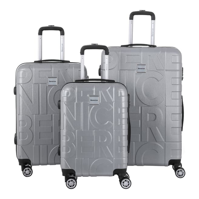 Berenice Luggage Silver iCare Set of 3 Suitcases
