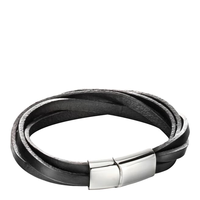 Fred Bennett Black Leather Multi Twist Bracelet