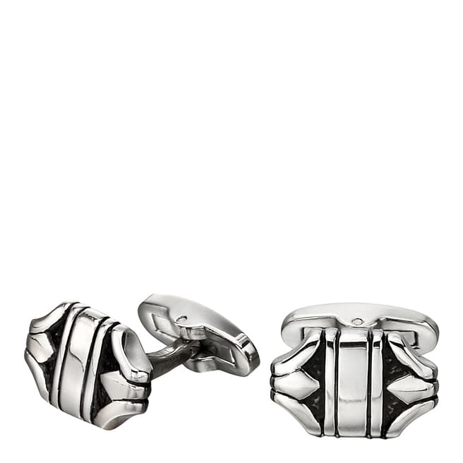 Fred Bennett Silver Stainless Steel Ornate Cufflinks