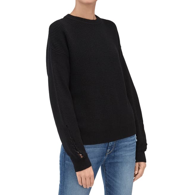 7 For All Mankind Black Ring Detail Wool Jumper