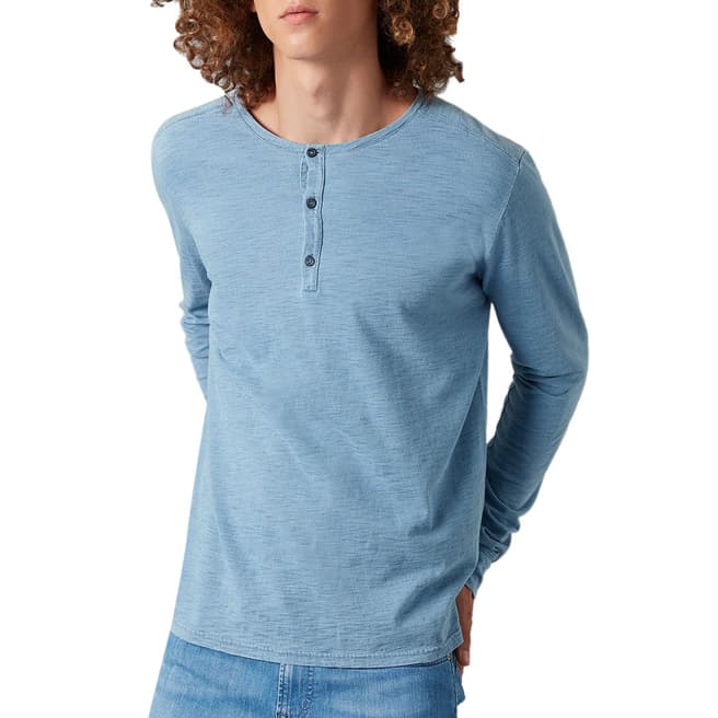 7 For All Mankind Light Blue Henley Top