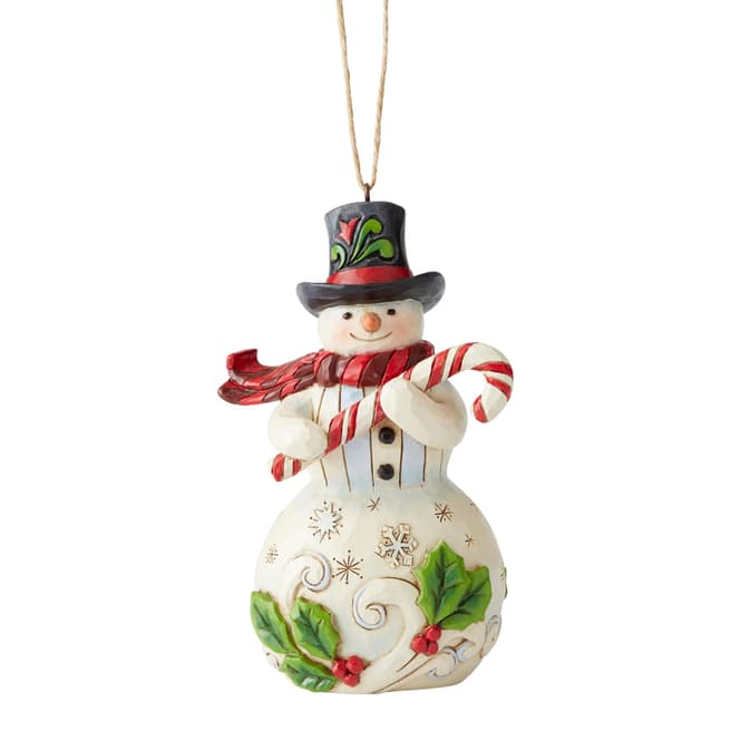 Jim Shore Snowman With Candy Cane Hanging Ornament