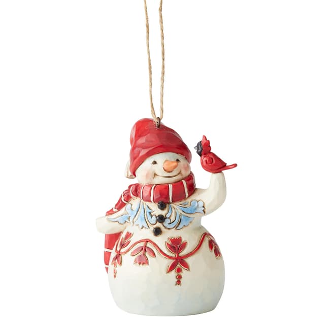 Jim Shore Mini Red And White Snowman Hanging Ornament