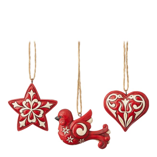 Jim Shore Set of 3 Nordic Noel Mini Hanging Ornaments