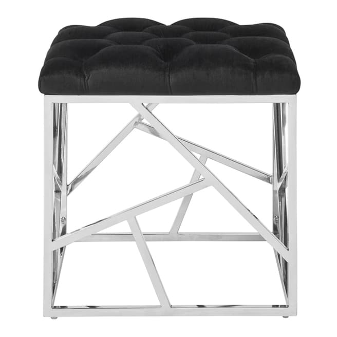 Serene Furnishings Zoey Black with Silver Stool