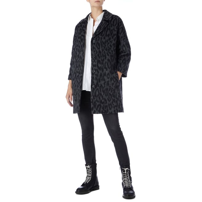 Karen Millen Leopard Feminie Wool Blend Coat 