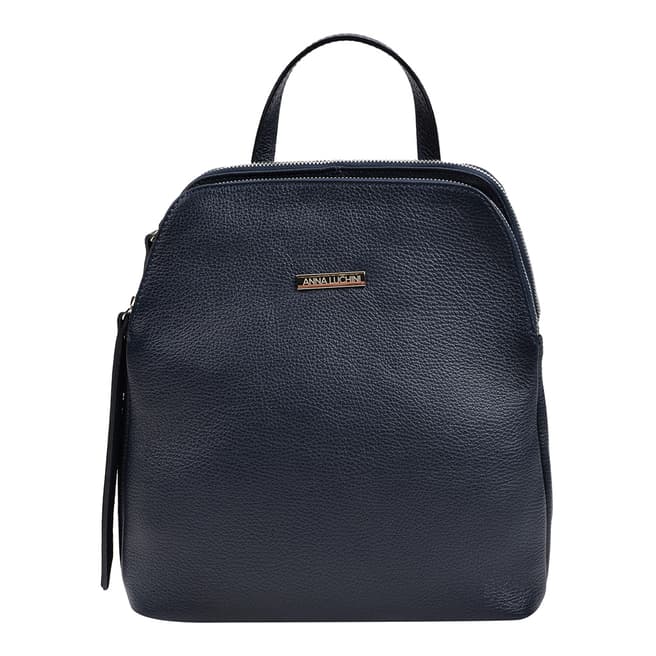 Anna Luchini Navy Leather Backpack