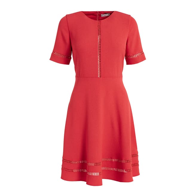 WTR London Red Eloise Lattice Trimmed Dress