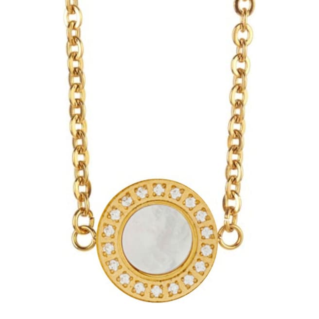 Liv Oliver Gold & Mother of Pearl Halo Disc Necklace