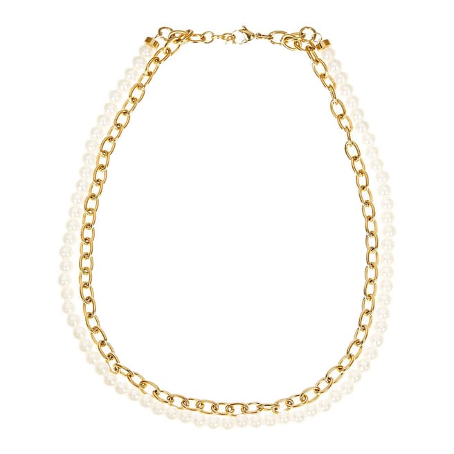 Liv Oliver Gold Link Pearl Layer Necklace