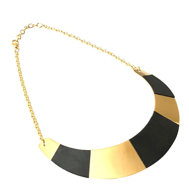 Liv Oliver Gold & Leather Collar Necklace