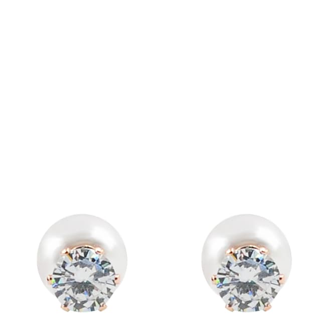Liv Oliver Rose Gold Pearl & Crystal Double Sided Earrings