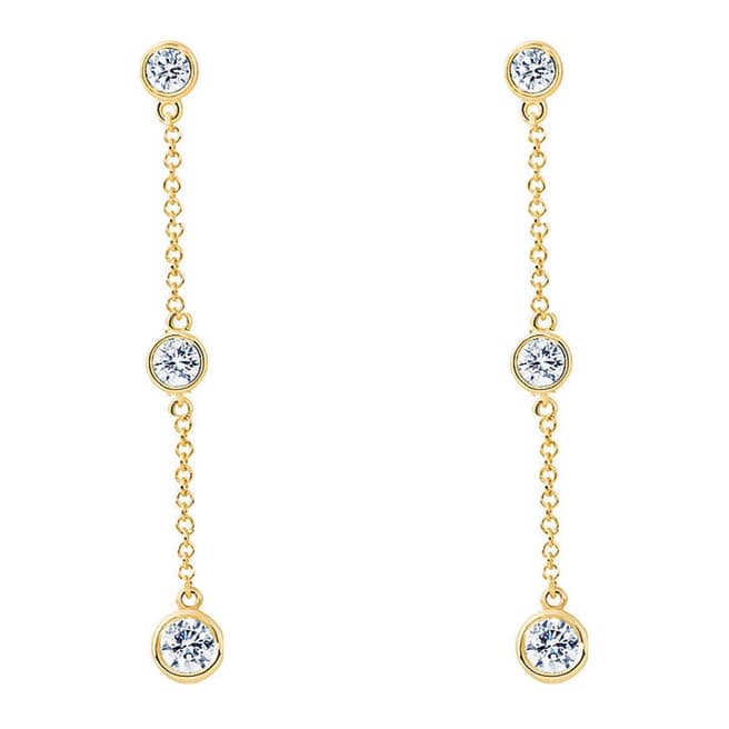 Liv Oliver Gold Three Stone Cubic Zirconia Drop Earrings