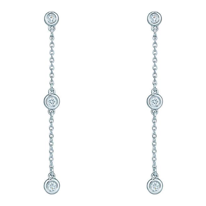 Liv Oliver Silver Three Stone Cubic Zirconia Drop Earrings