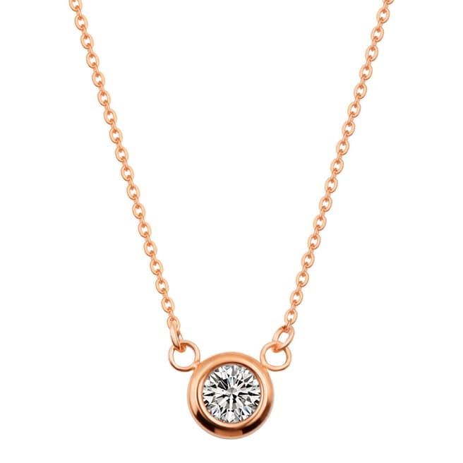 Liv Oliver Rose Gold Solitaire Cubic Zirconia Necklace