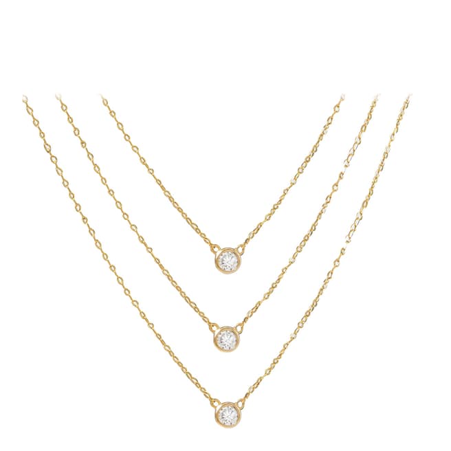 Liv Oliver Gold Multi Layer Cubic Zirconia Necklace