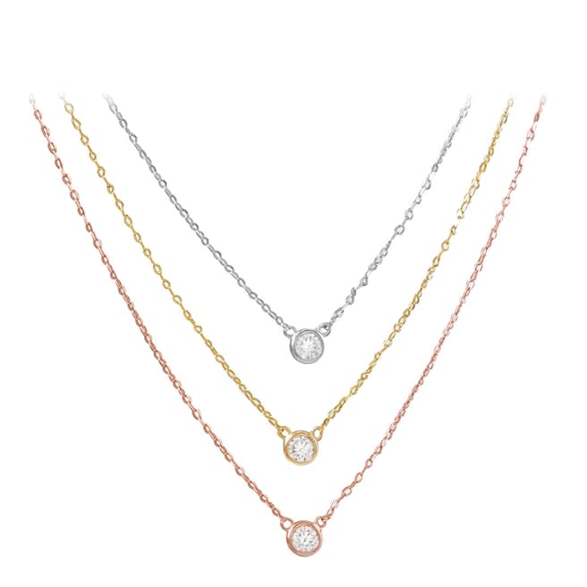 Chloe Collection by Liv Oliver Tri Colour Multi Layer Cubic Zirconia Necklace