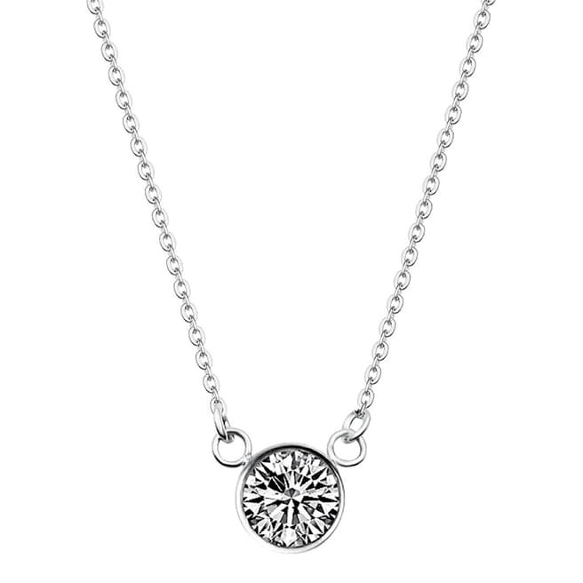 Liv Oliver Silver Plated Solitaire Cubic Zirconia Necklace