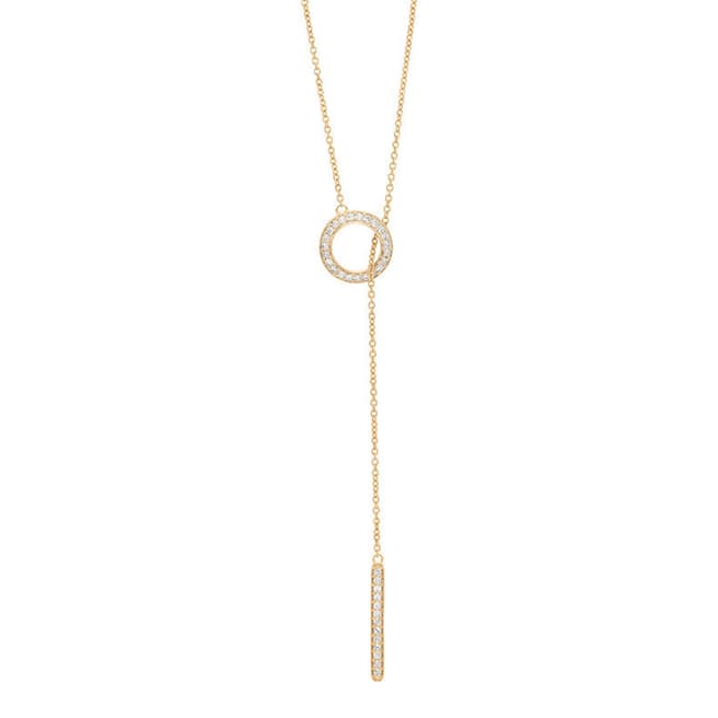 Liv Oliver Gold Plated Lariat Cubic Zirconia Necklace