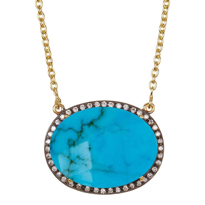 Liv Oliver Gold, Turquoise & Cubic Zirconia Necklace