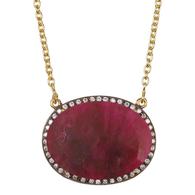 Liv Oliver Gold, Ruby & Cubic Zirconia Necklace