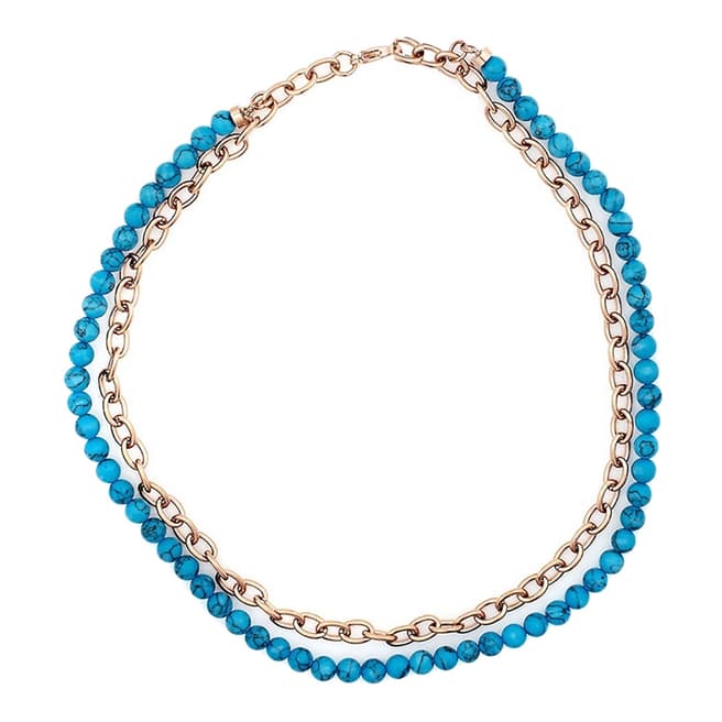 Liv Oliver Rose Gold Link, Turquoise Layer Necklace