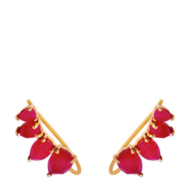 Liv Oliver Gold & Ruby Multi Pear Earrings