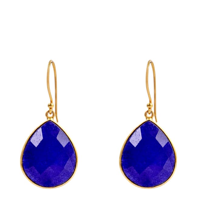 Liv Oliver Gold & Sapphire Pear Drop Earrings