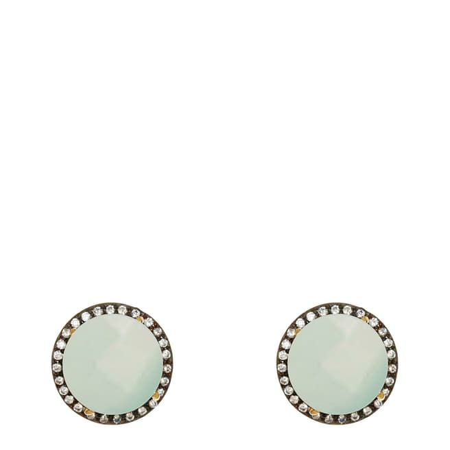 Liv Oliver Gold, Chalcedony & Cubic Zirconia Halo Stud Earrings