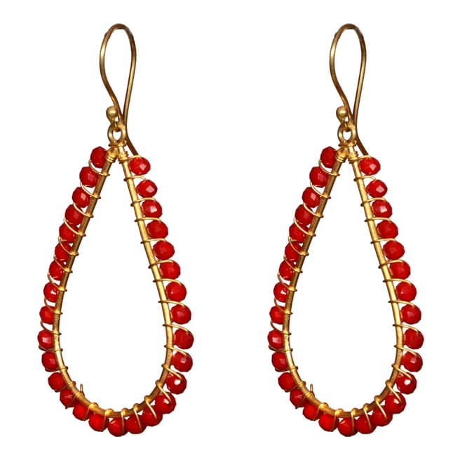 Liv Oliver Gold Pear Shape Ruby Earrings