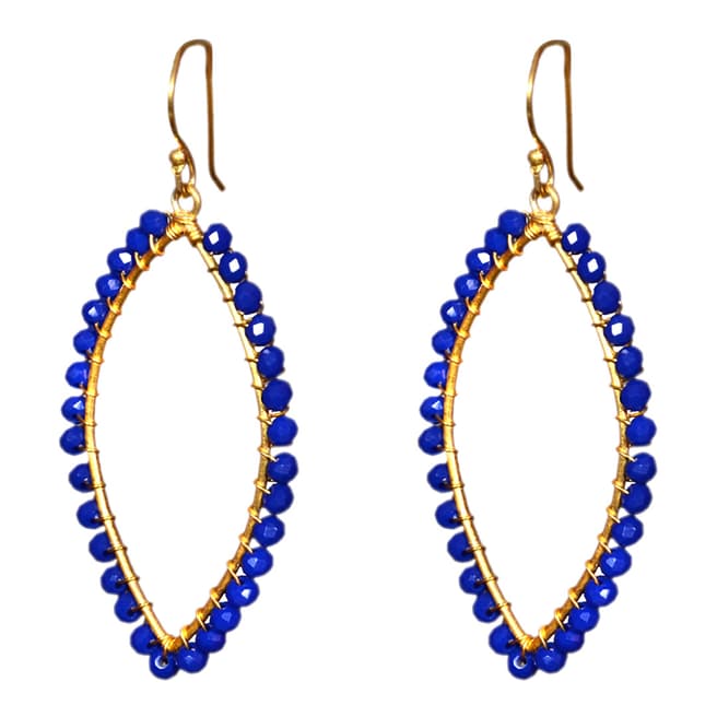Liv Oliver Gold Marquise Shape Sapphire Earrings