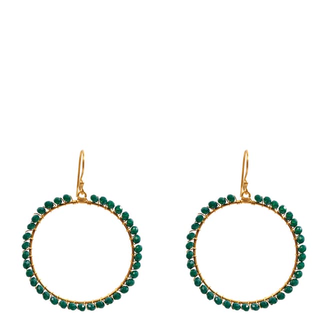 Liv Oliver Gold / Emerald Hoop Earrings