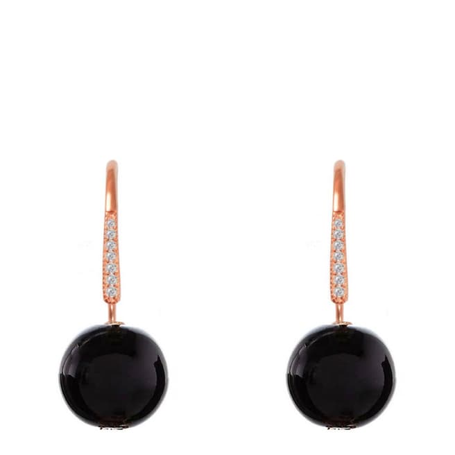 Liv Oliver Rose Gold Cubic Zirconia & Onyx Drop Earrings
